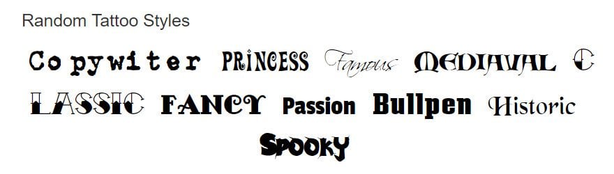 Tattoo Fonts and Scripts