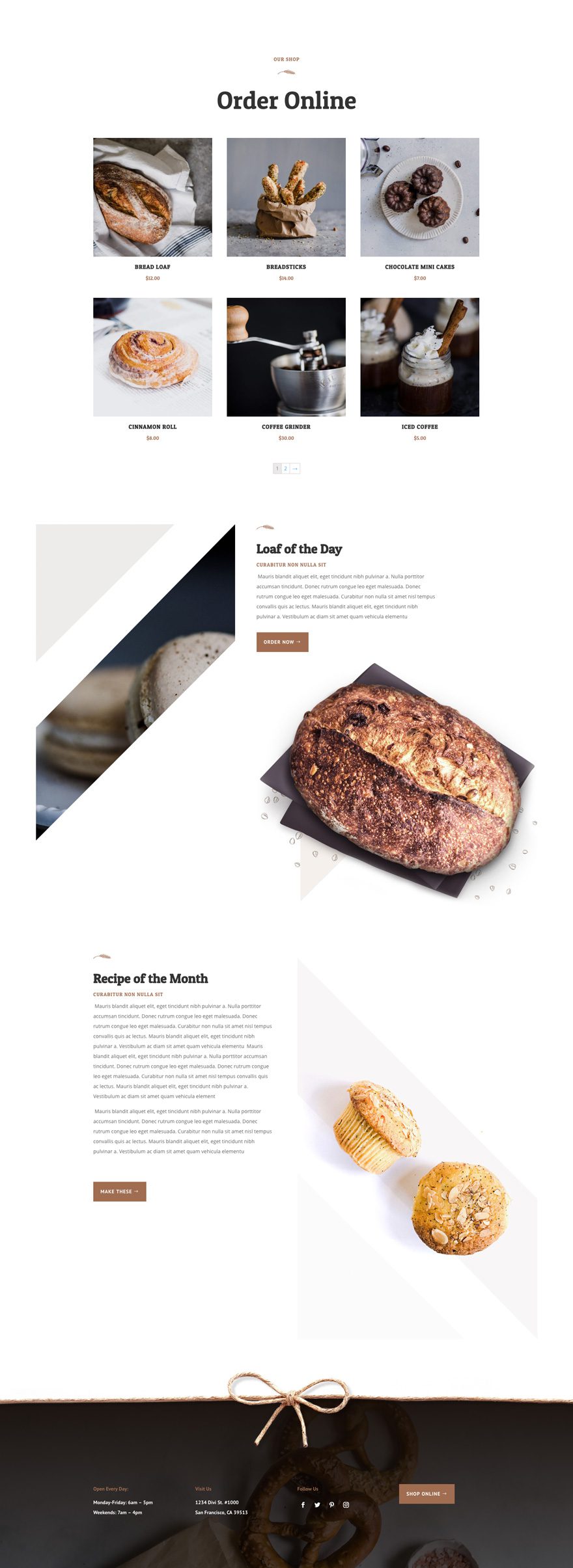 divi bakery layout pack