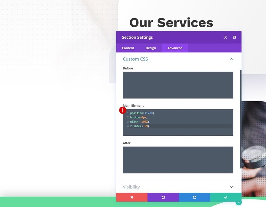 fixed mobile footer bar