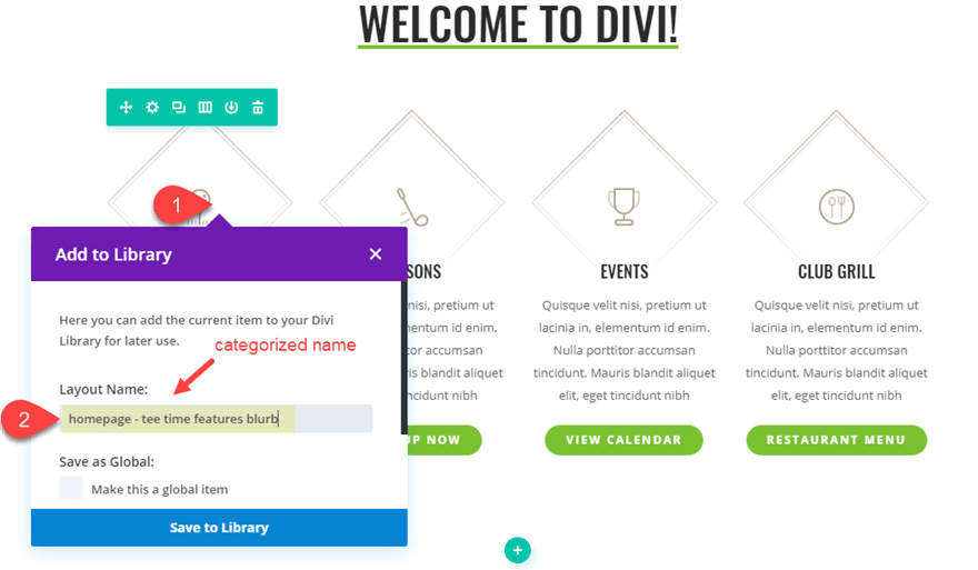 divi quick actions