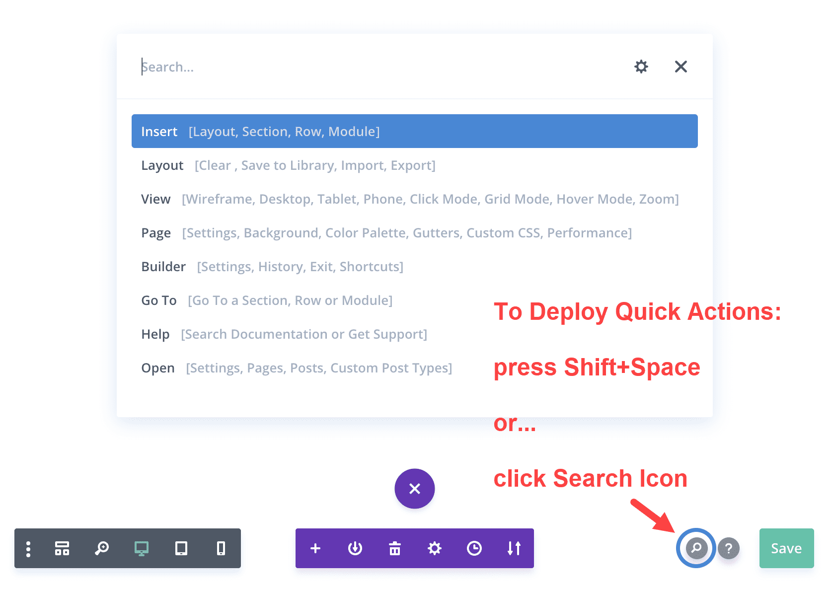 divi quick actions