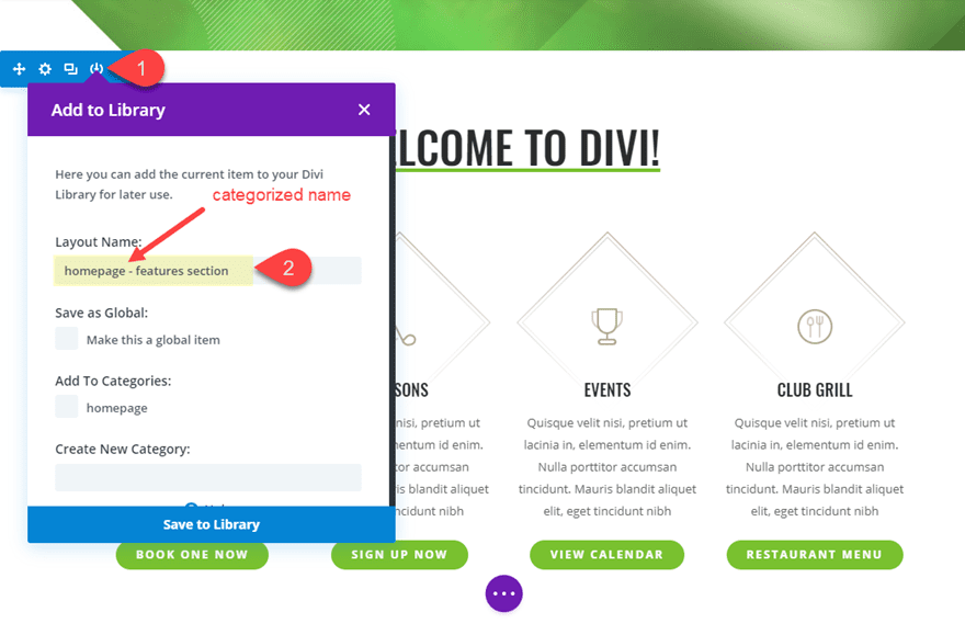 divi quick actions