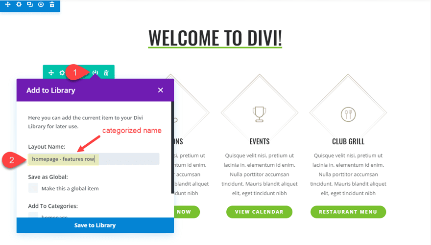 divi quick actions