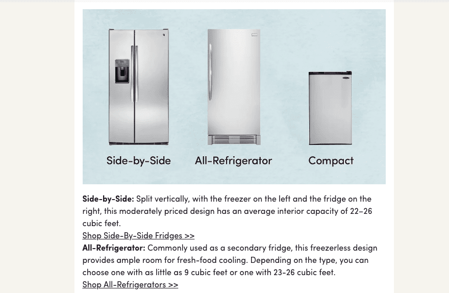 A refrigerator buying guide from Wayfair.