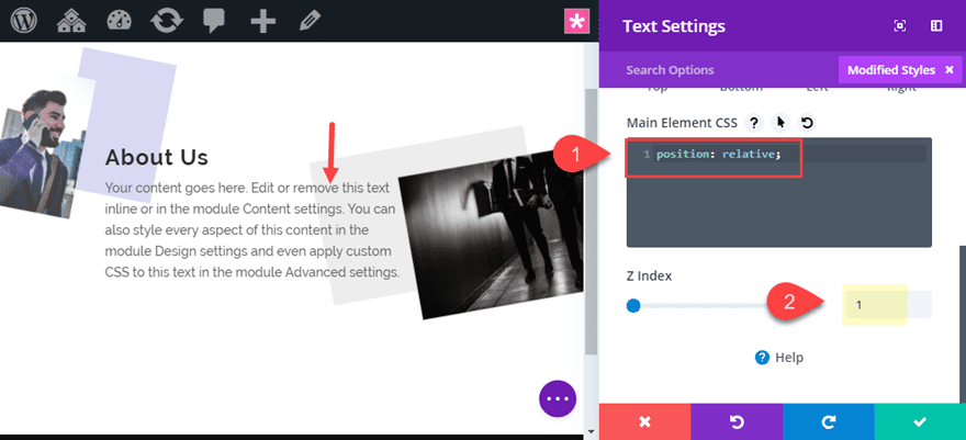 position images in Divi