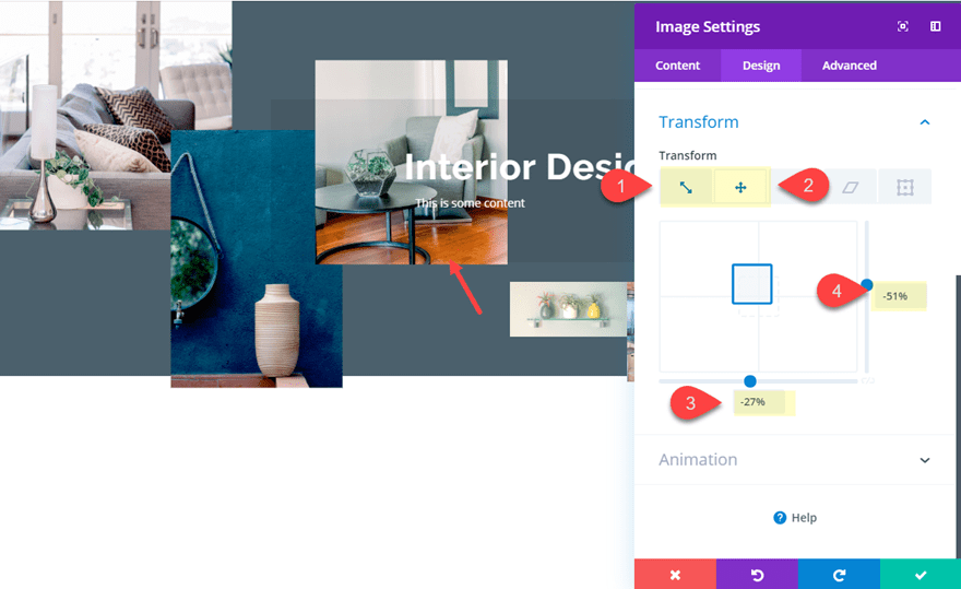 position images in Divi