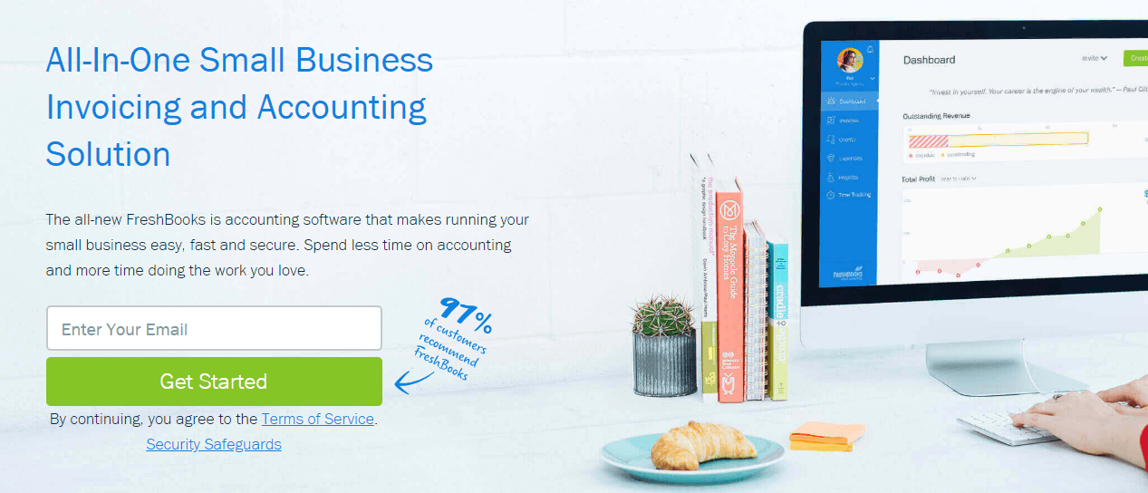 The FreshBooks website.