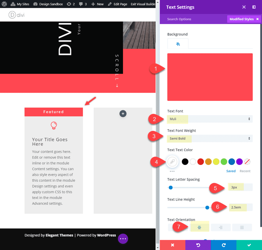 rotate text in divi