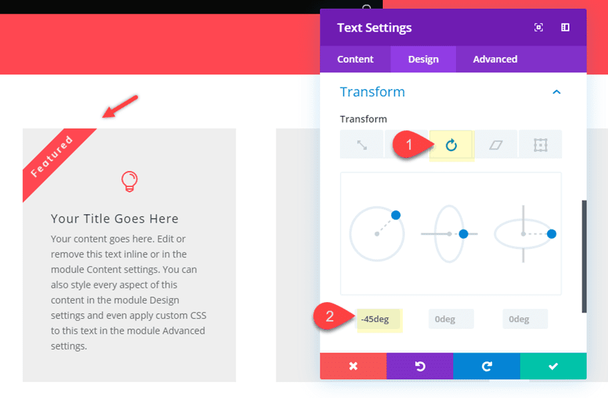 rotate text in divi