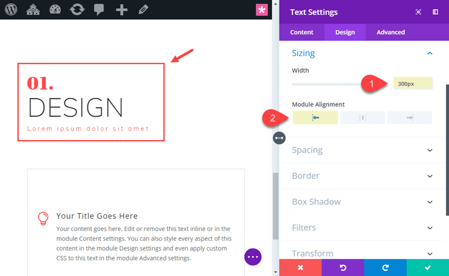 rotate text in divi