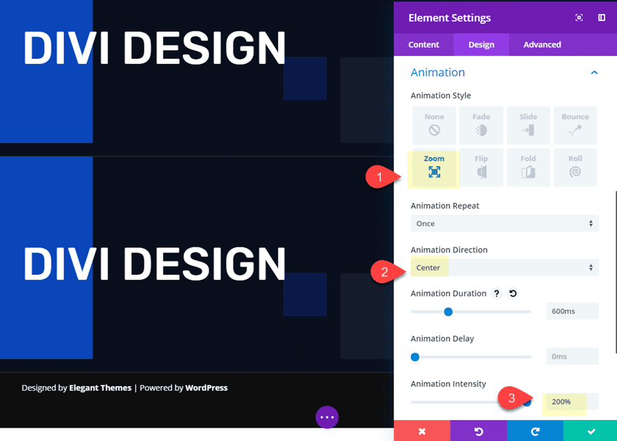 animate letters in divi