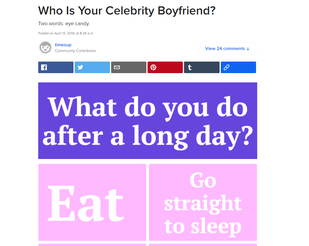 An example of a Buzzfeed quiz.