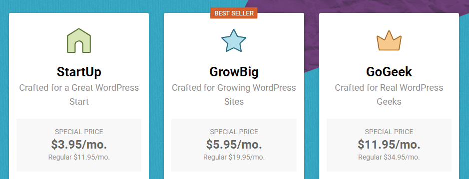 SiteGround's pricing.