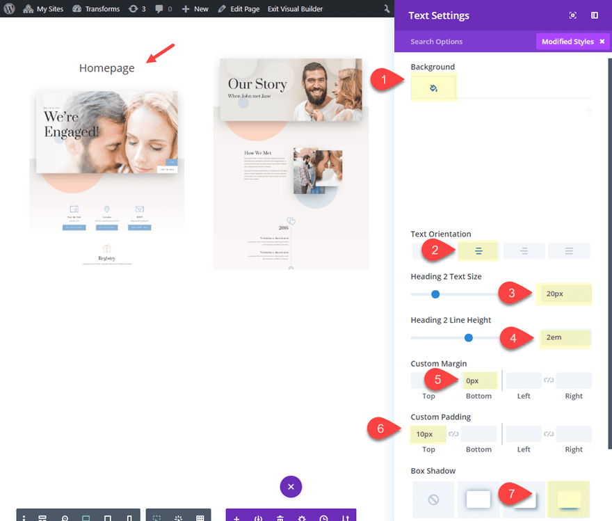 efecto de desplazamiento hacia abajo de divi