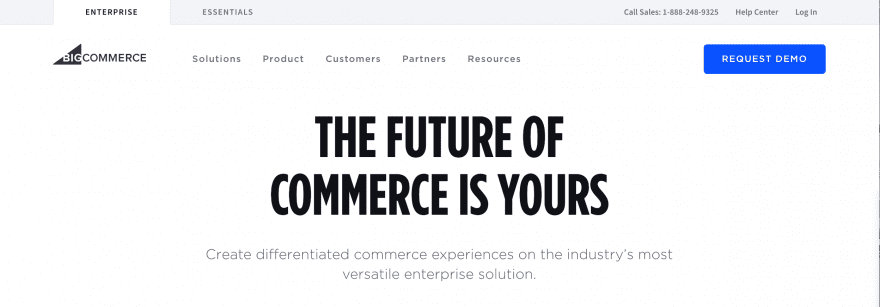 The BigCommerce Homepage.