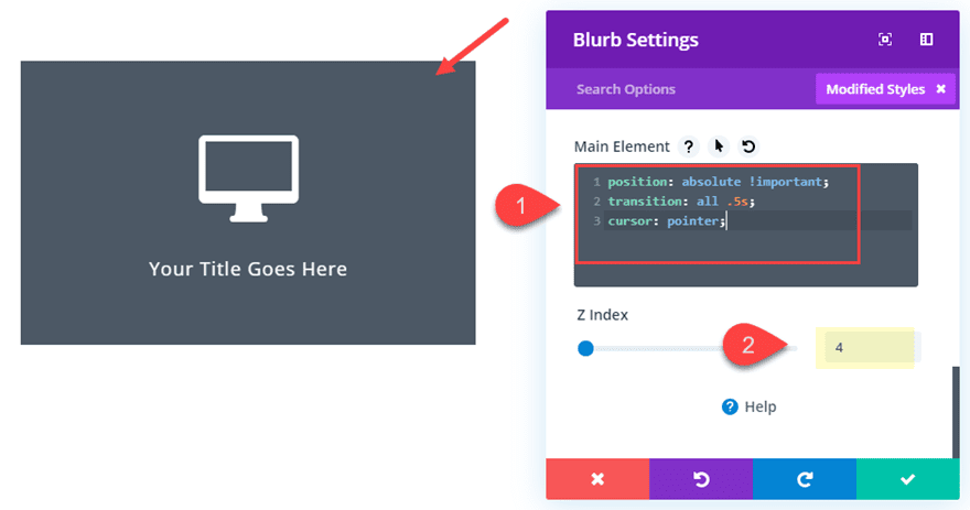 Divi Transform Properties on Click