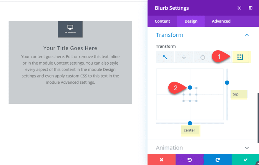 Divi Transform Properties on Click