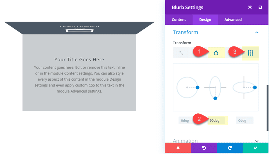 Divi Transform Properties on Click