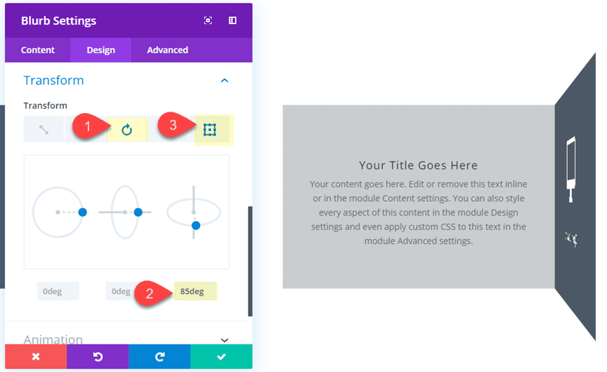 Divi Transform Properties on Click