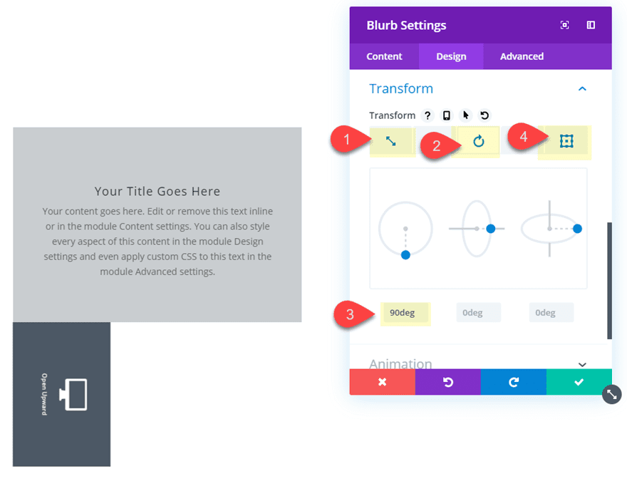 Divi Transform Properties on Click