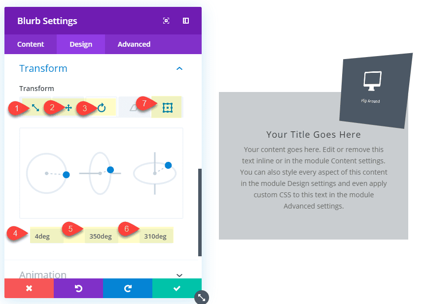 Divi Transform Properties on Click