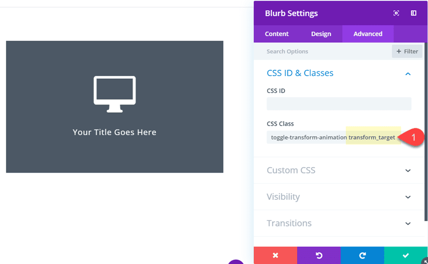 Divi Transform Properties on Click