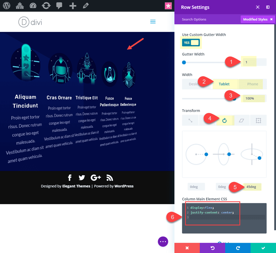 divi floating modules