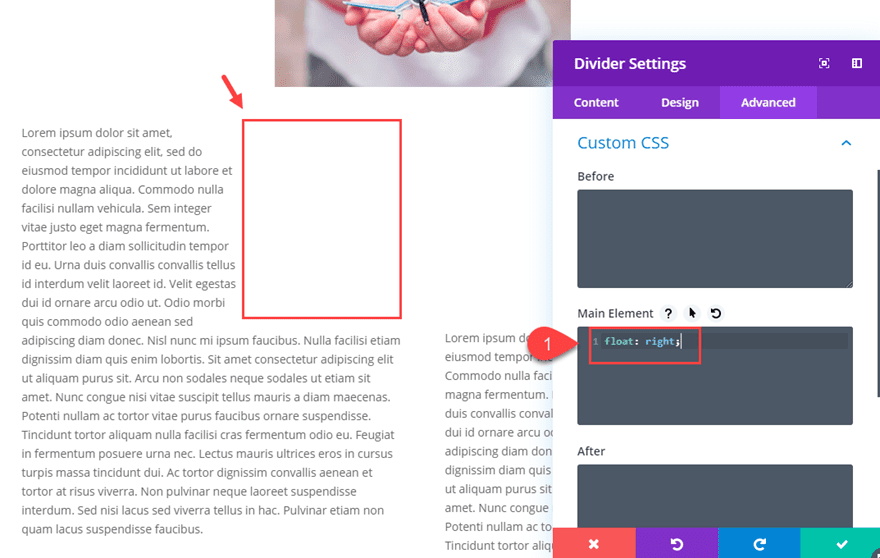 Divi wrap text around images