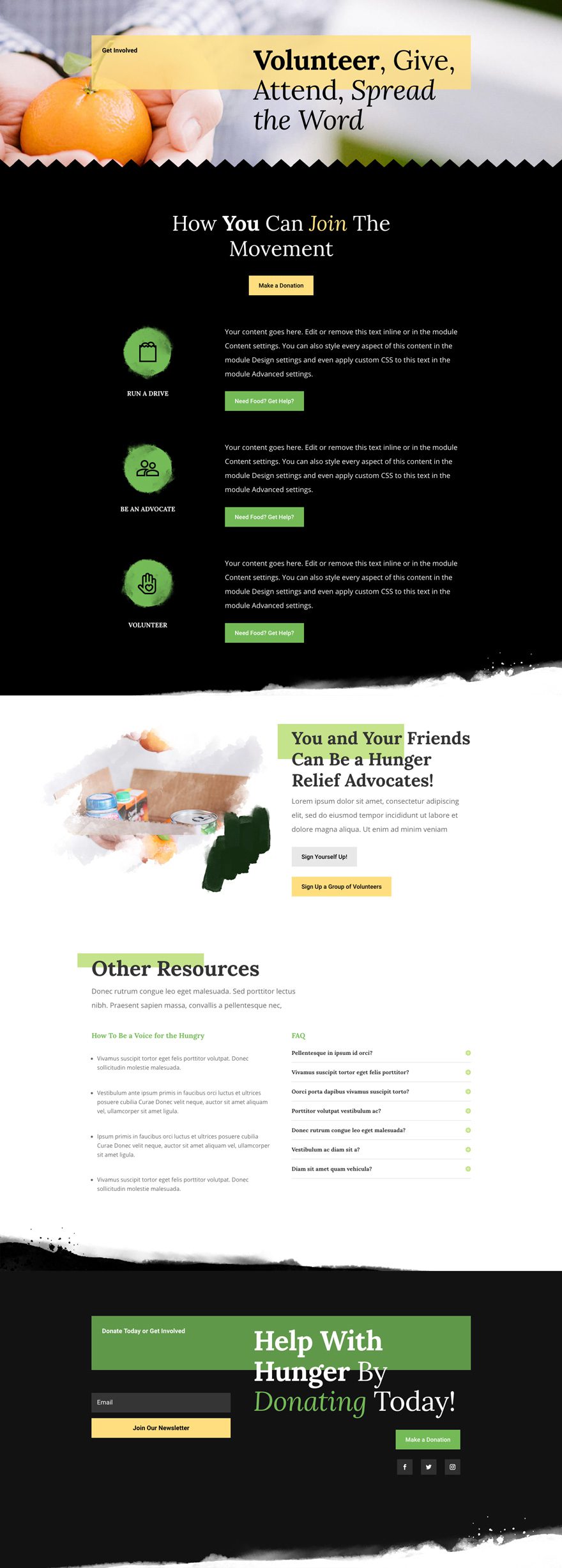 divi food bank layout pack