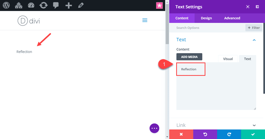 divi reflections for text and images