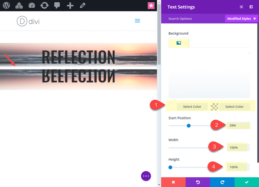 divi reflections for text and images