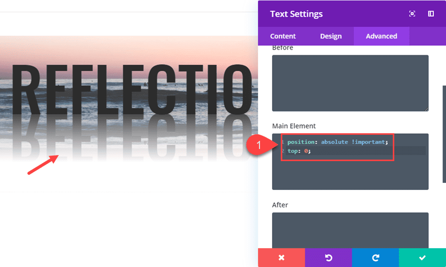 divi reflections for text and images