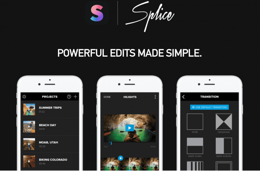 The Splice Video Editor app Homepage.