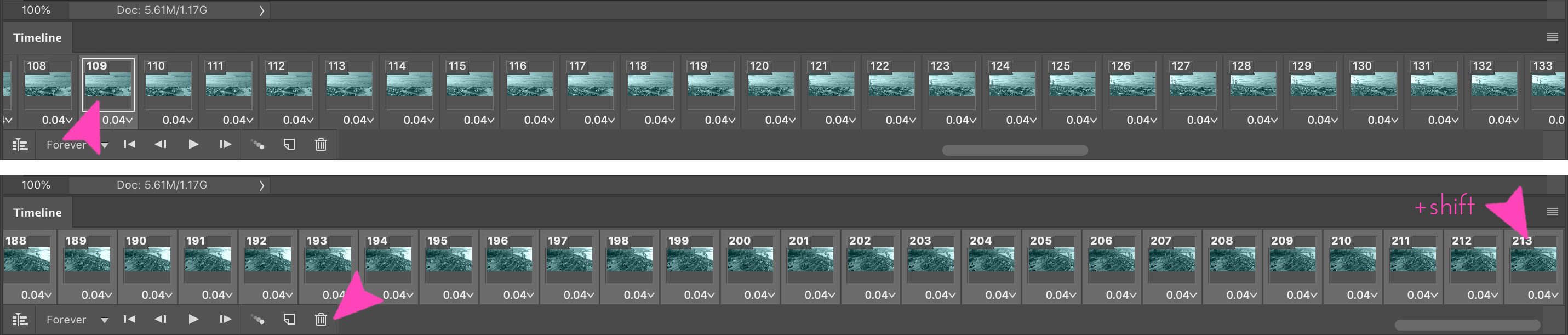 screenshot of the timeline window in photoshop