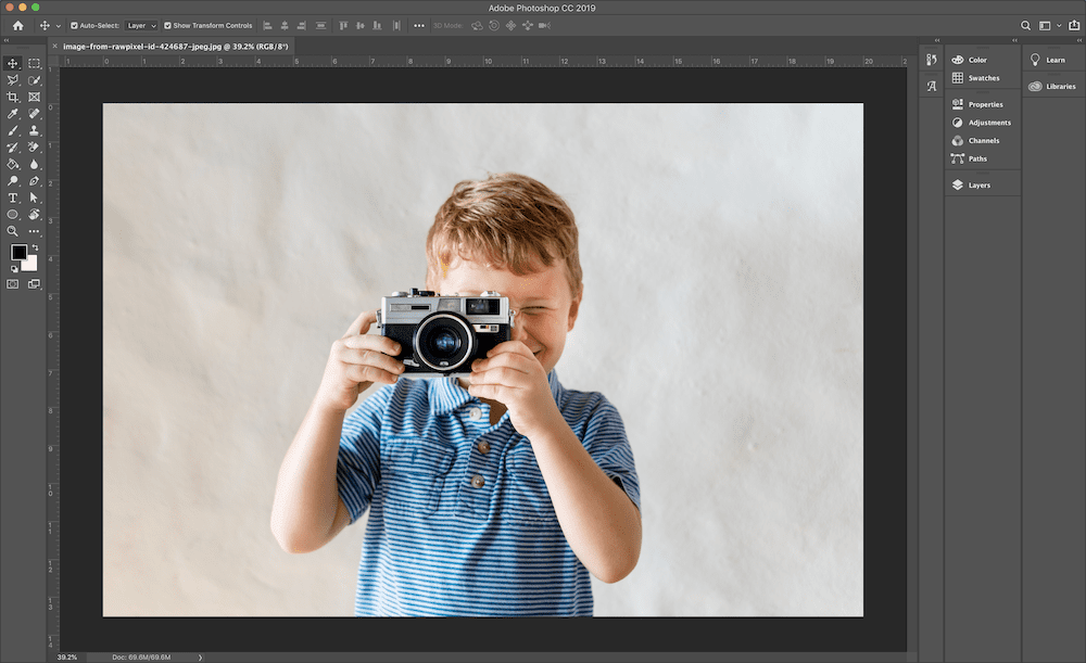 Remove the white background from a photo with the quick selection tool