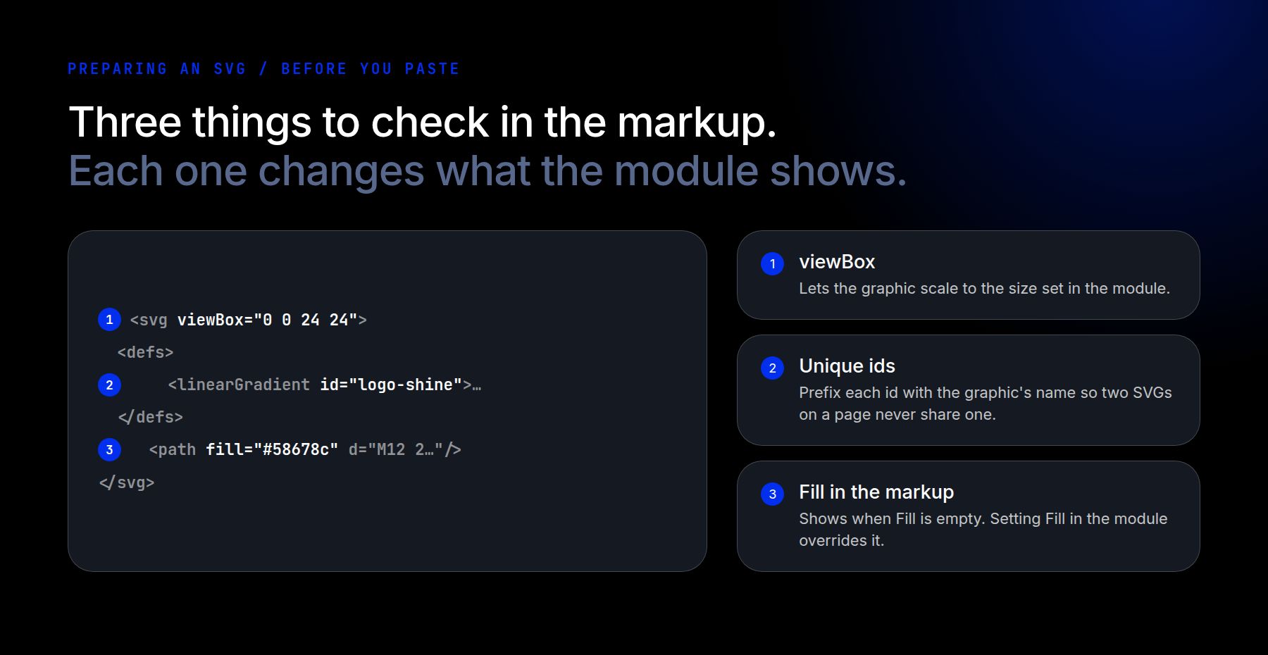 Three things to check in SVG markup before pasting