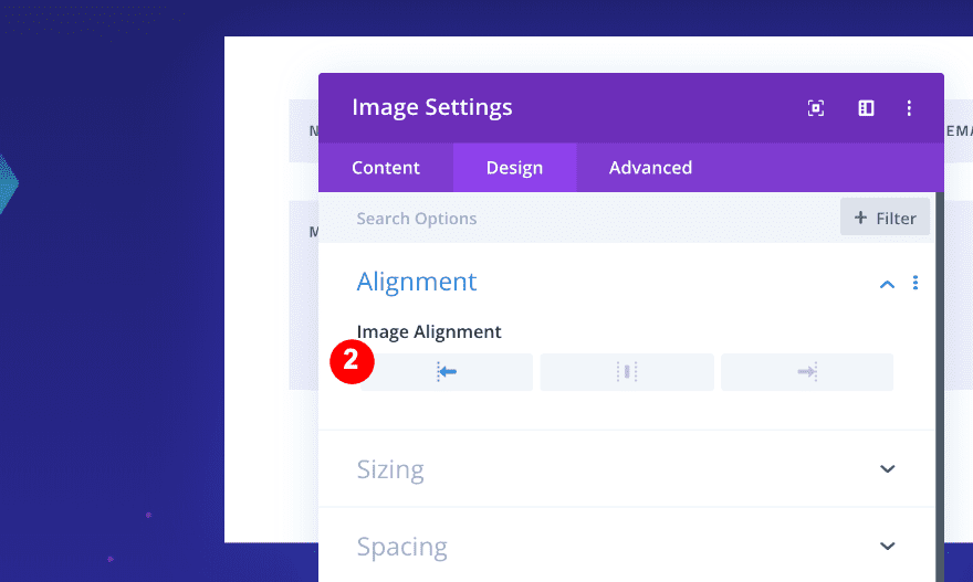 screenshot of the divi builder - image settings