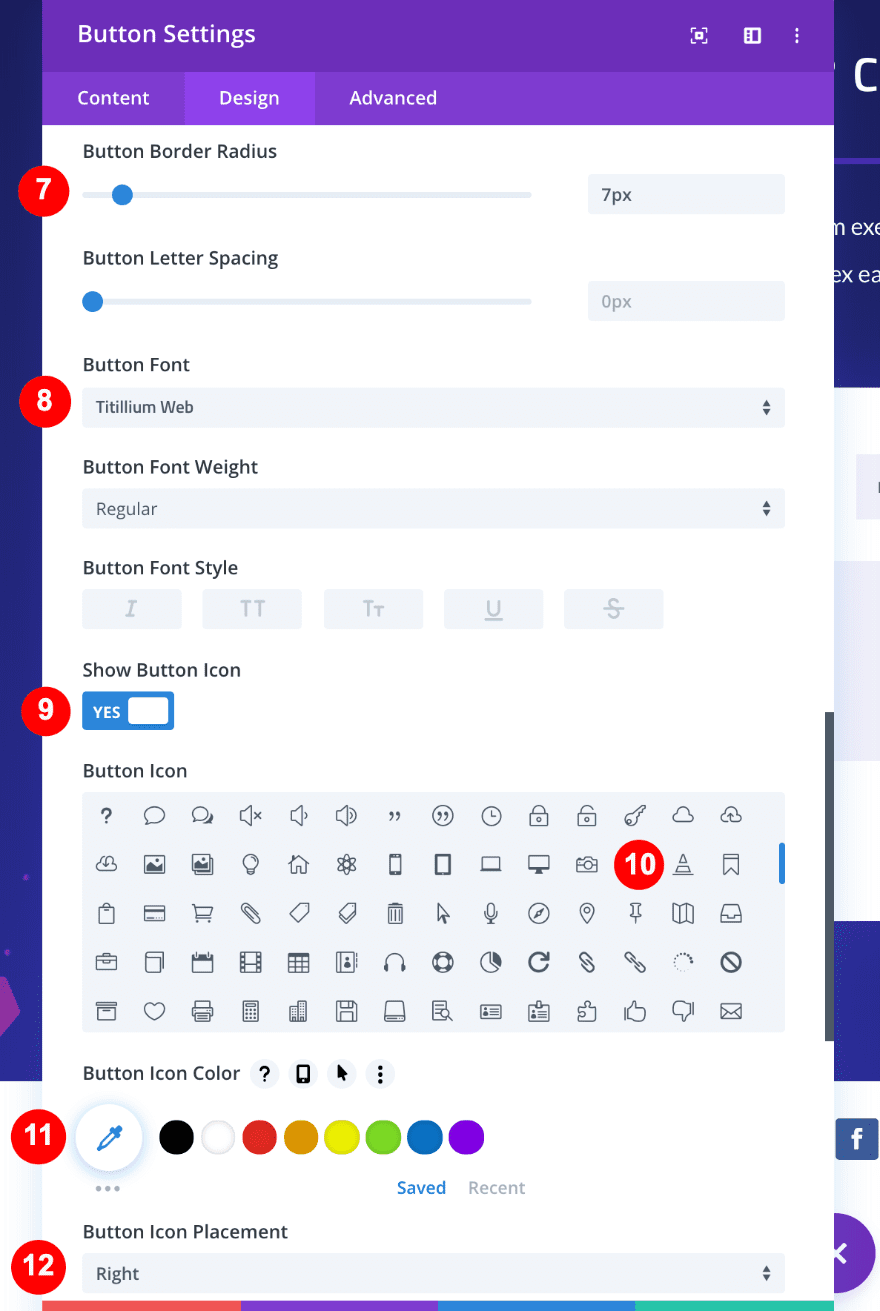 button style settings