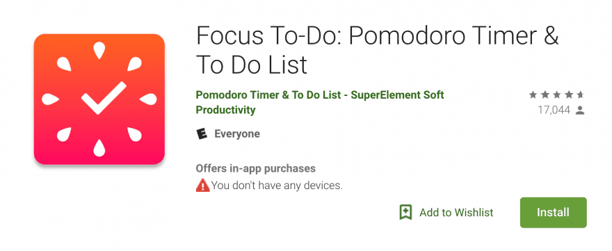 The Focus To-Do App in the Google Play Store.