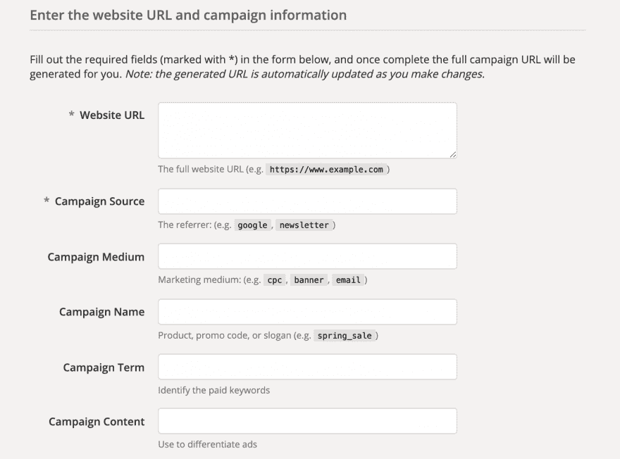 The Google Campaign URL Builder.