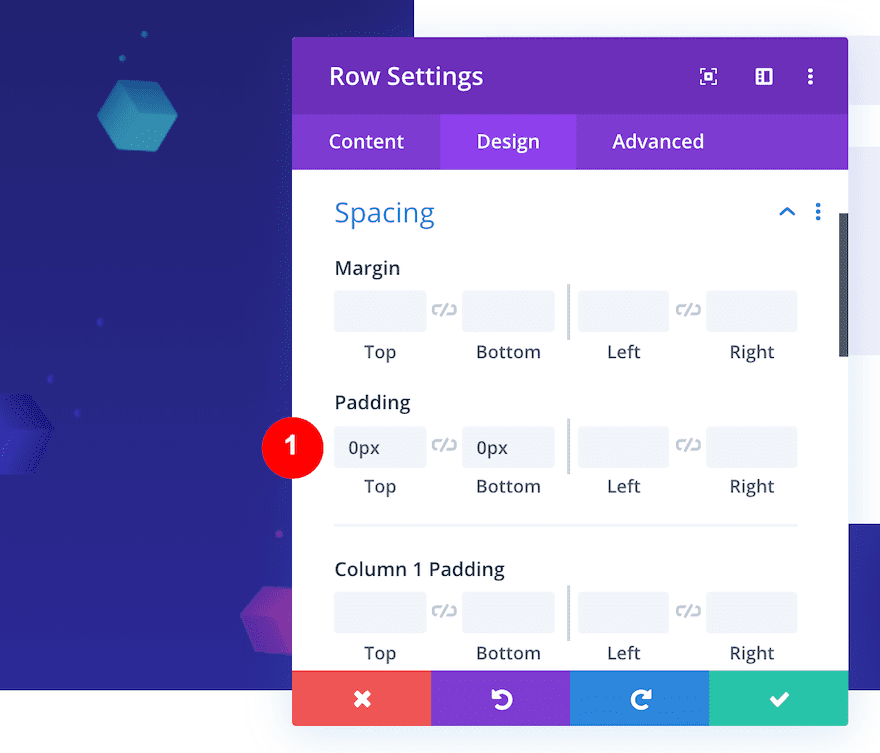 remove row padding