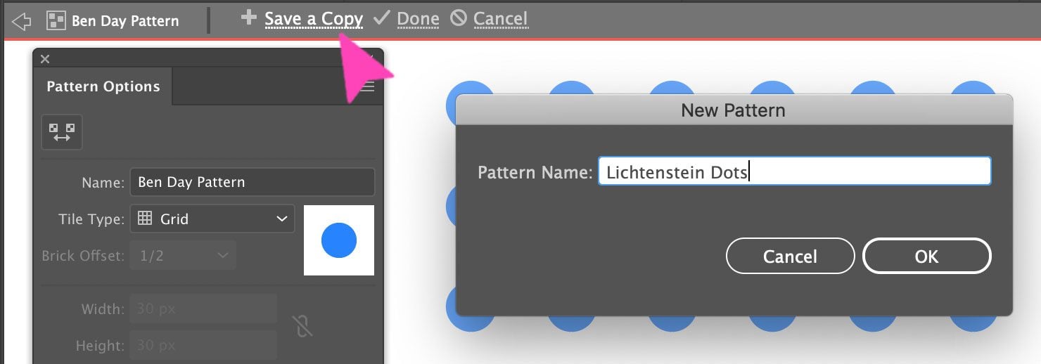 screenshot of saving a pattern on photoshop