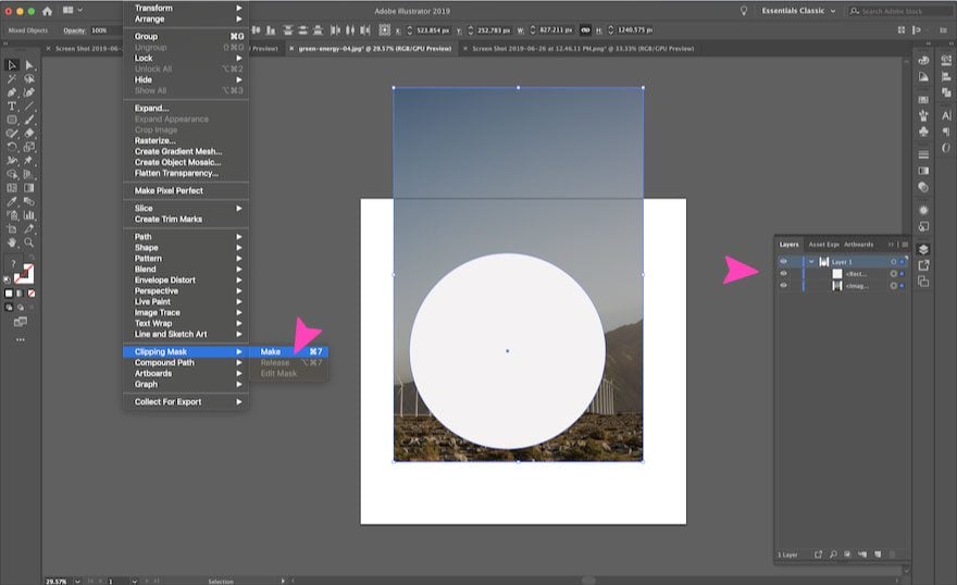 screenshot of adobe illustrator - make a clipping mask