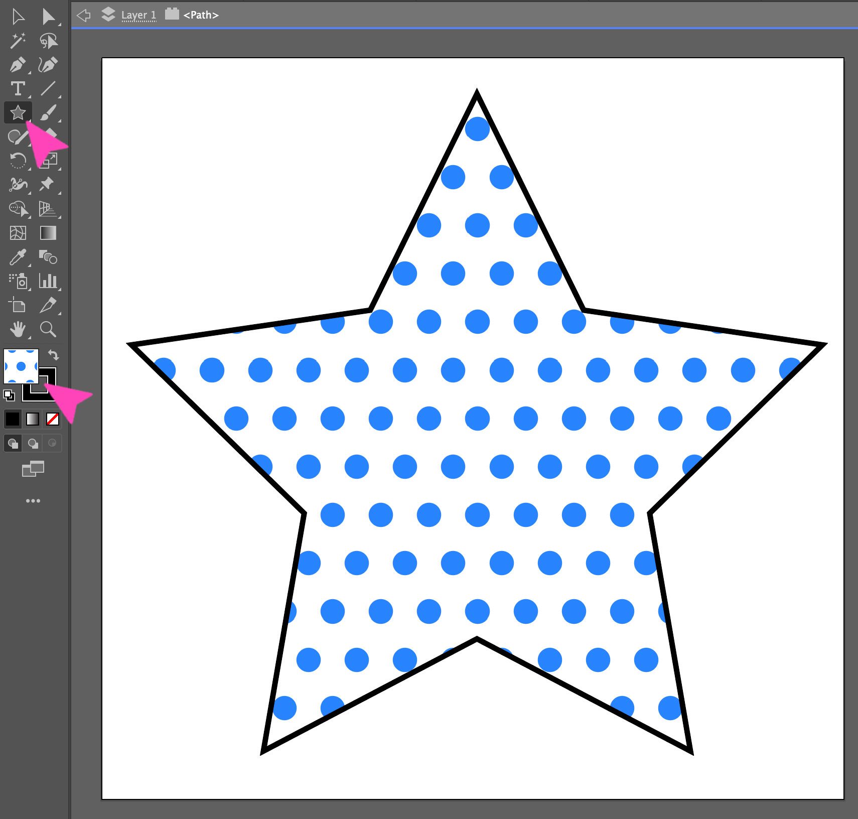 screenshot of comic book dot pattern on a star