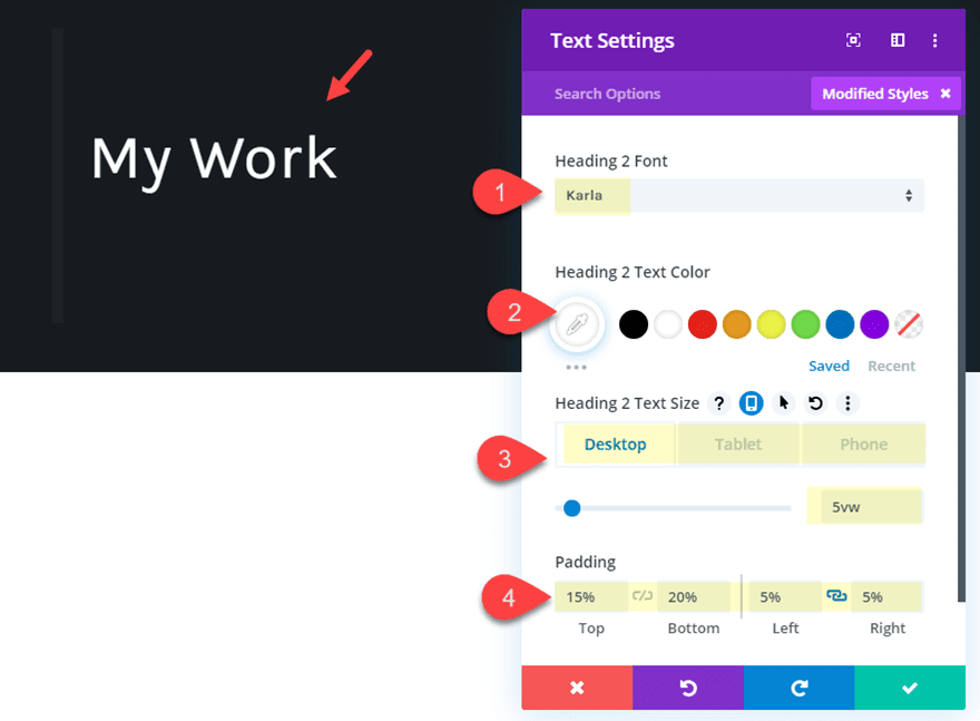Divi vertical slider elements
