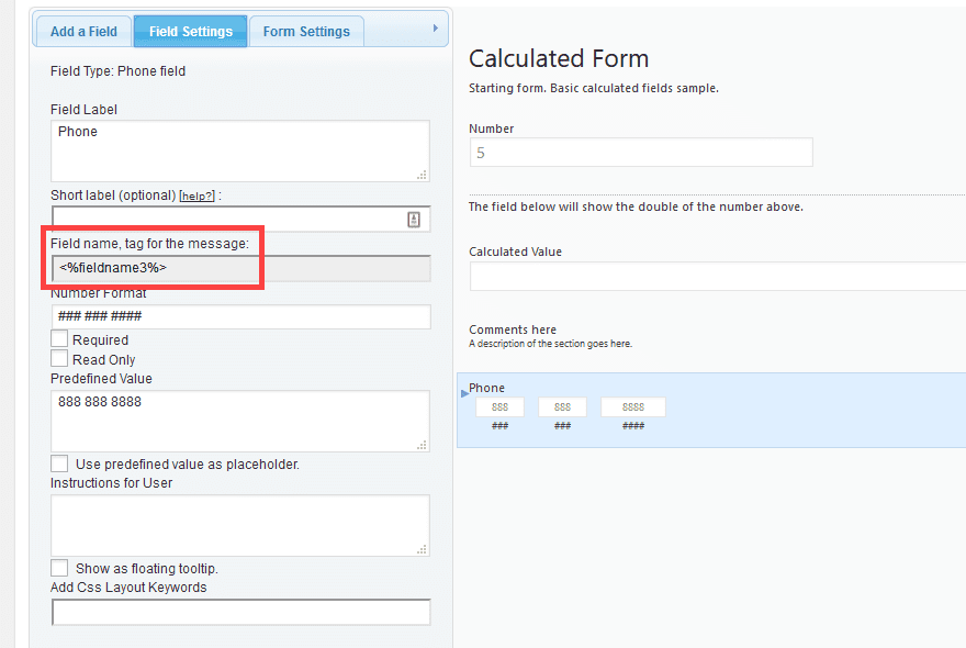 Calculated Fields Form