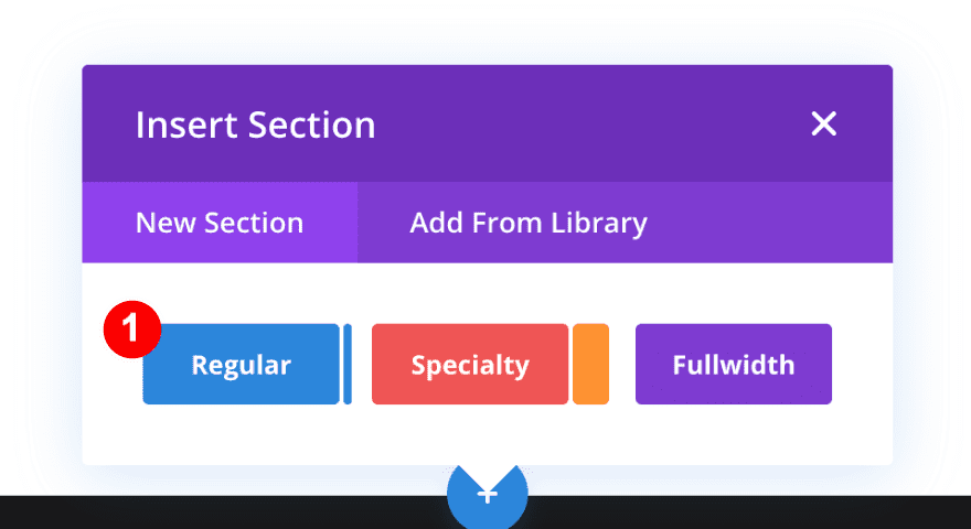 Add a regular section in the divi builder