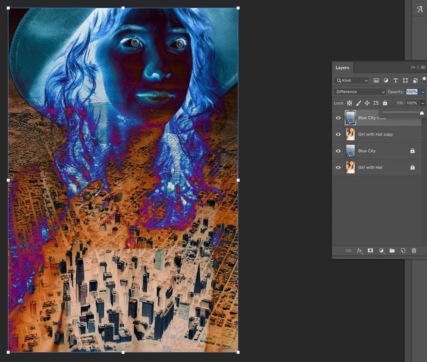 screenshot of photoshop layer blend difference