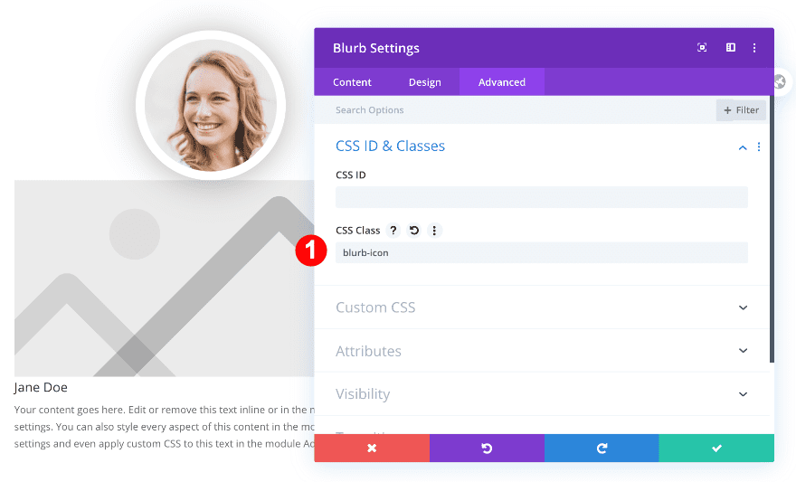 add a css class to the blurb