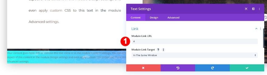 add a link to the text module